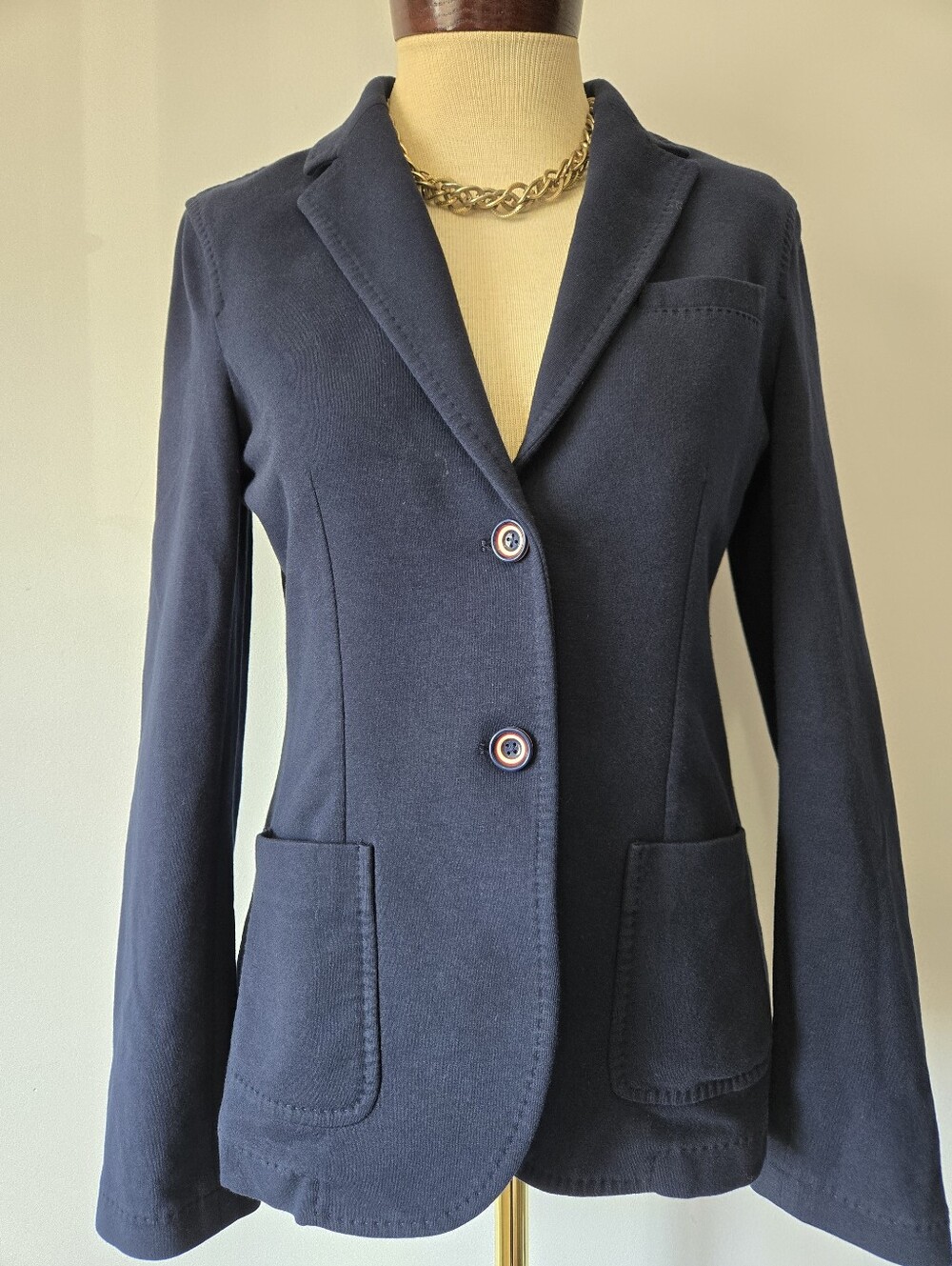 Circolo 1901 Italy Navy Cotton Knit Blazer Jacket. Size Italy 44